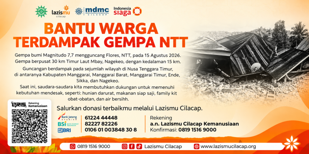 Donasi bantuan kemanusiaan untuk warga terdampak gempa NTT melalui Lazismu Cilacap
